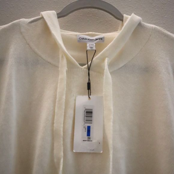 Calvin Klein Jeans CJ2R0110 Women's Sz XL Beige Hooded Bell-Sleeve Top $70 - Picture 4 of 7